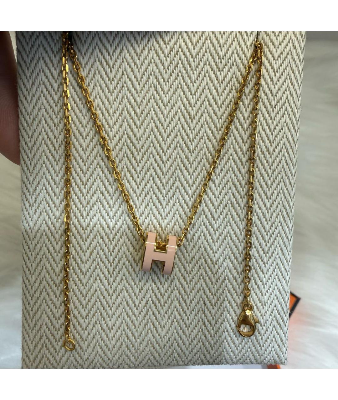 HERMES Розовое металлическое колье, фото 2