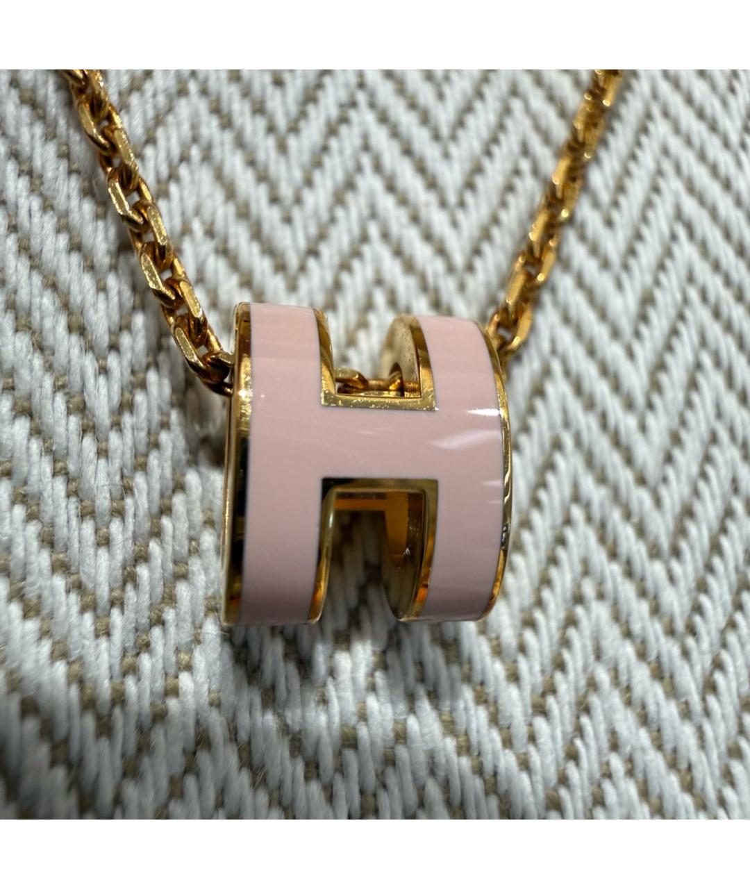 HERMES Розовое металлическое колье, фото 3