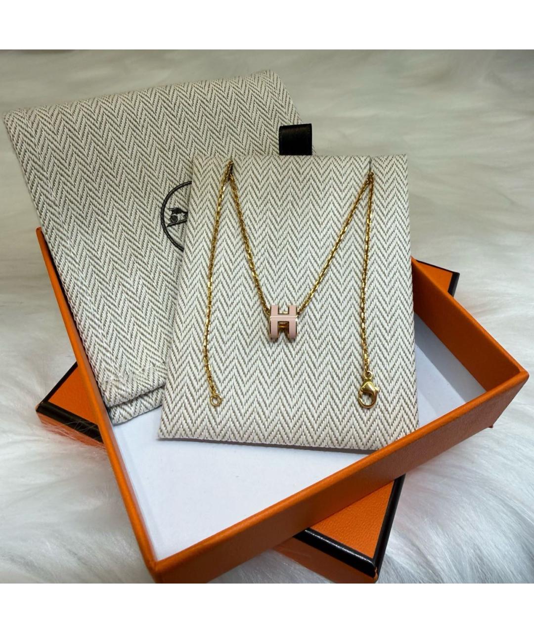 HERMES Розовое металлическое колье, фото 9