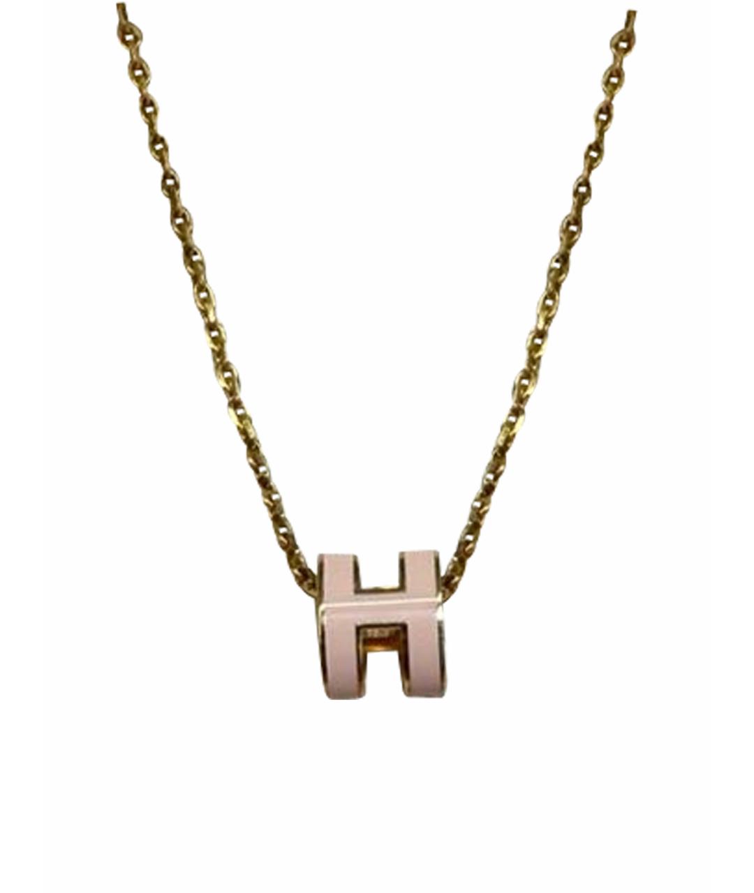 HERMES Розовое металлическое колье, фото 1