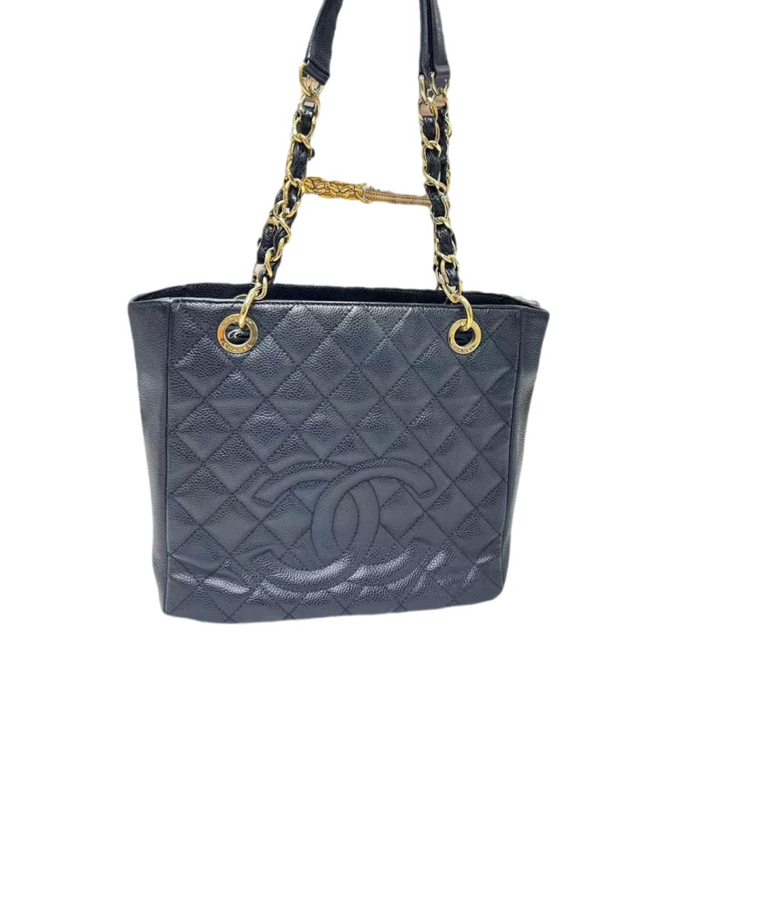 CHANEL Черная кожаная сумка тоут, фото 6