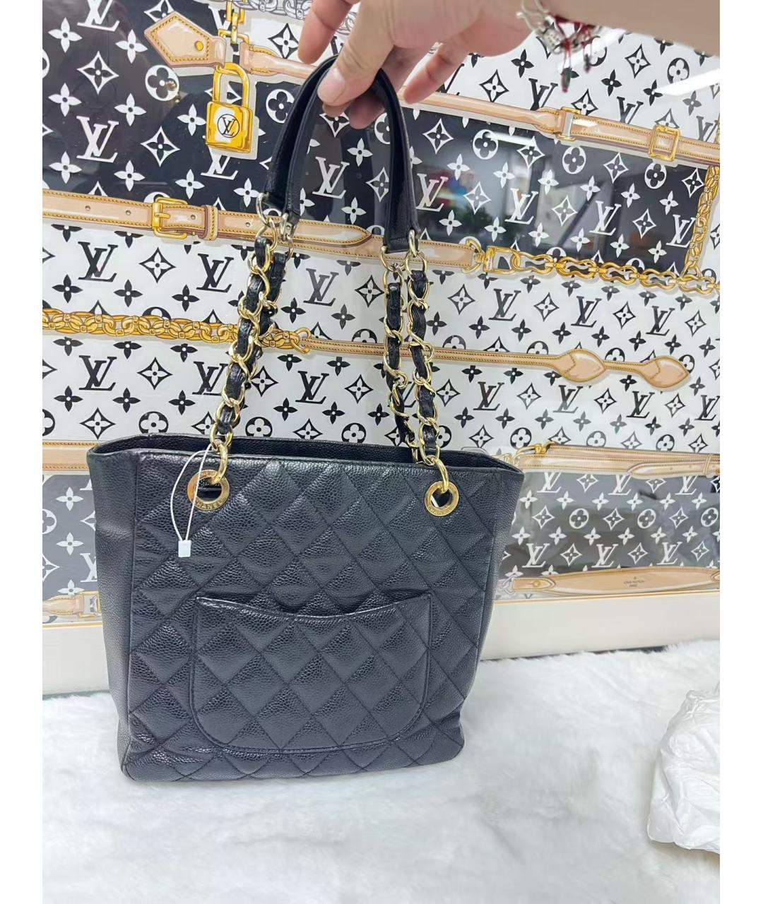 CHANEL Черная кожаная сумка тоут, фото 3