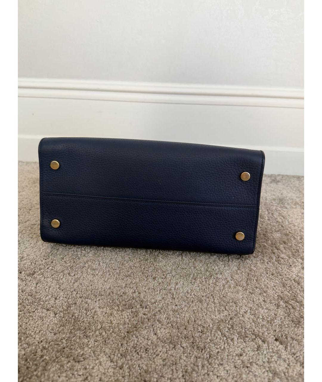 CHRISTIAN DIOR Синяя кожаная сумка с короткими ручками, фото 4