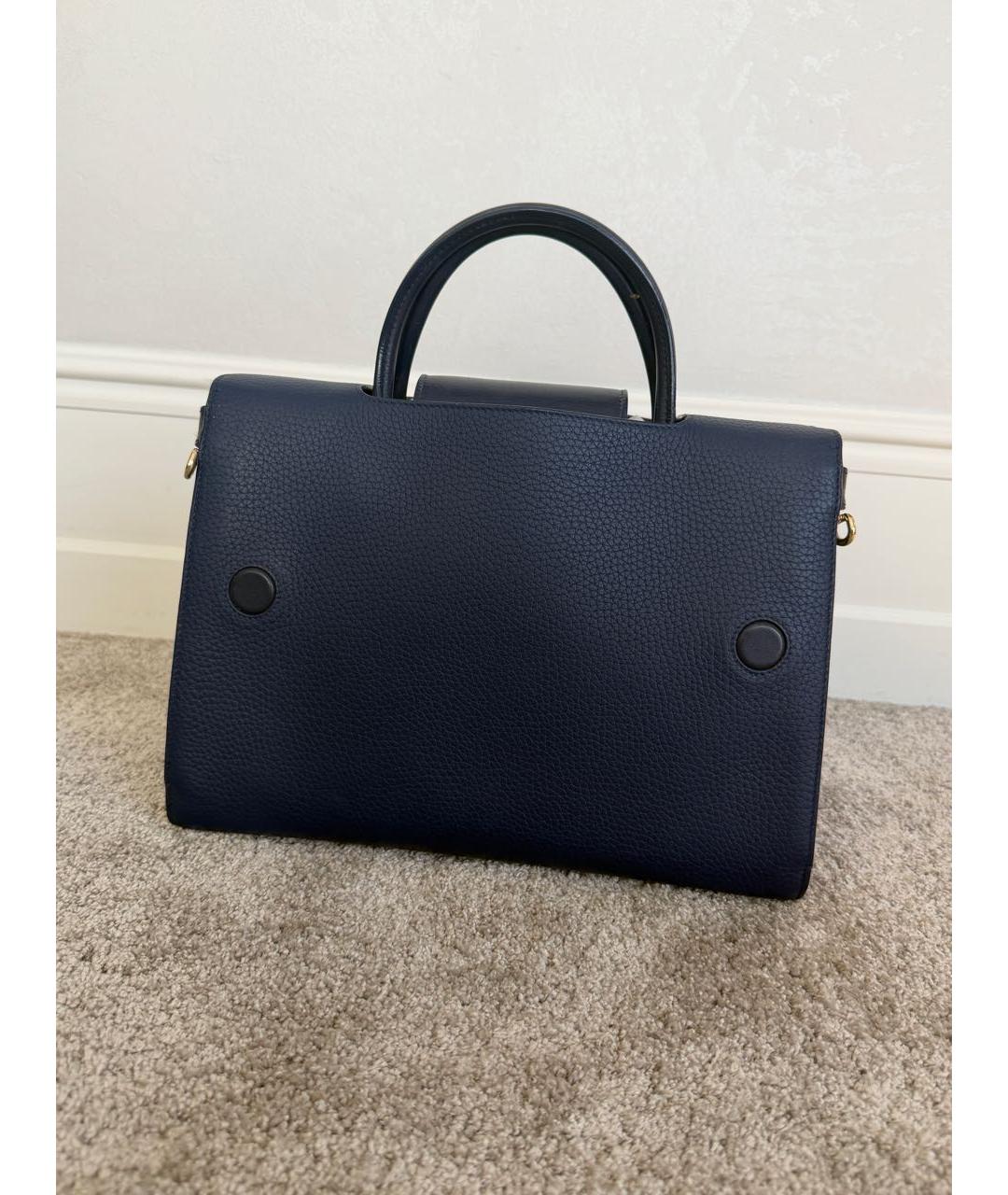 CHRISTIAN DIOR Синяя кожаная сумка с короткими ручками, фото 3