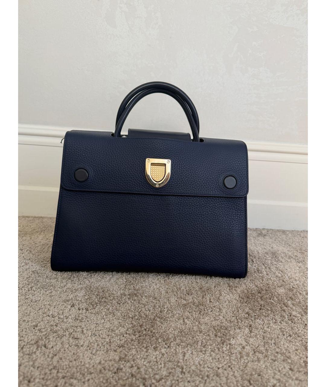 CHRISTIAN DIOR Синяя кожаная сумка с короткими ручками, фото 5