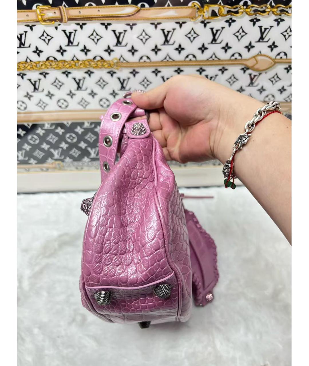 BALENCIAGA Розовая кожаная сумка через плечо, фото 3