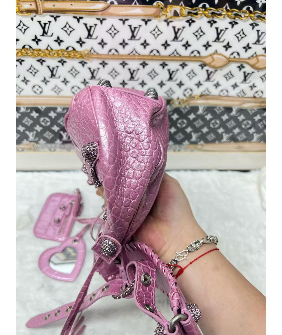 BALENCIAGA Розовая кожаная сумка через плечо, фото 4