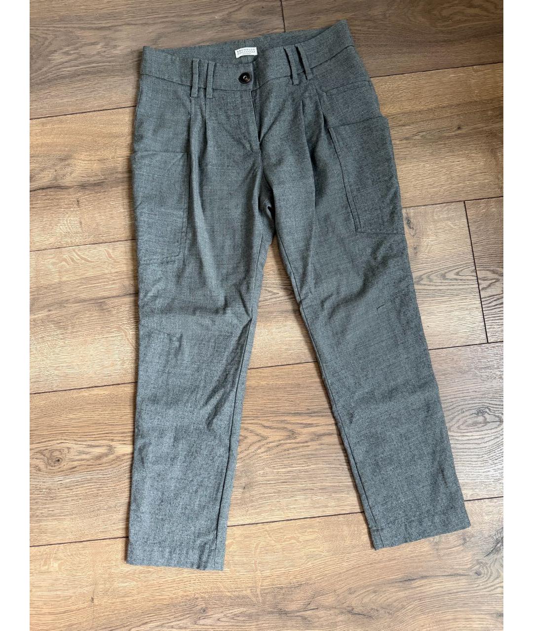 BRUNELLO CUCINELLI Серые шерстяные бриджи, фото 7