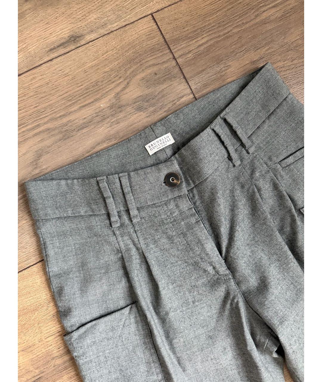 BRUNELLO CUCINELLI Серые шерстяные бриджи, фото 3