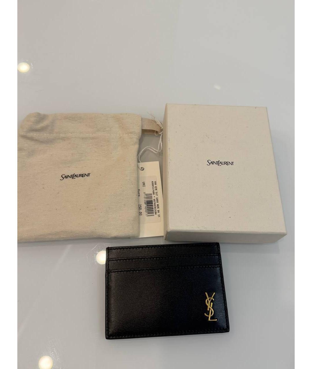 SAINT LAURENT Черный кожаный кардхолдер, фото 4