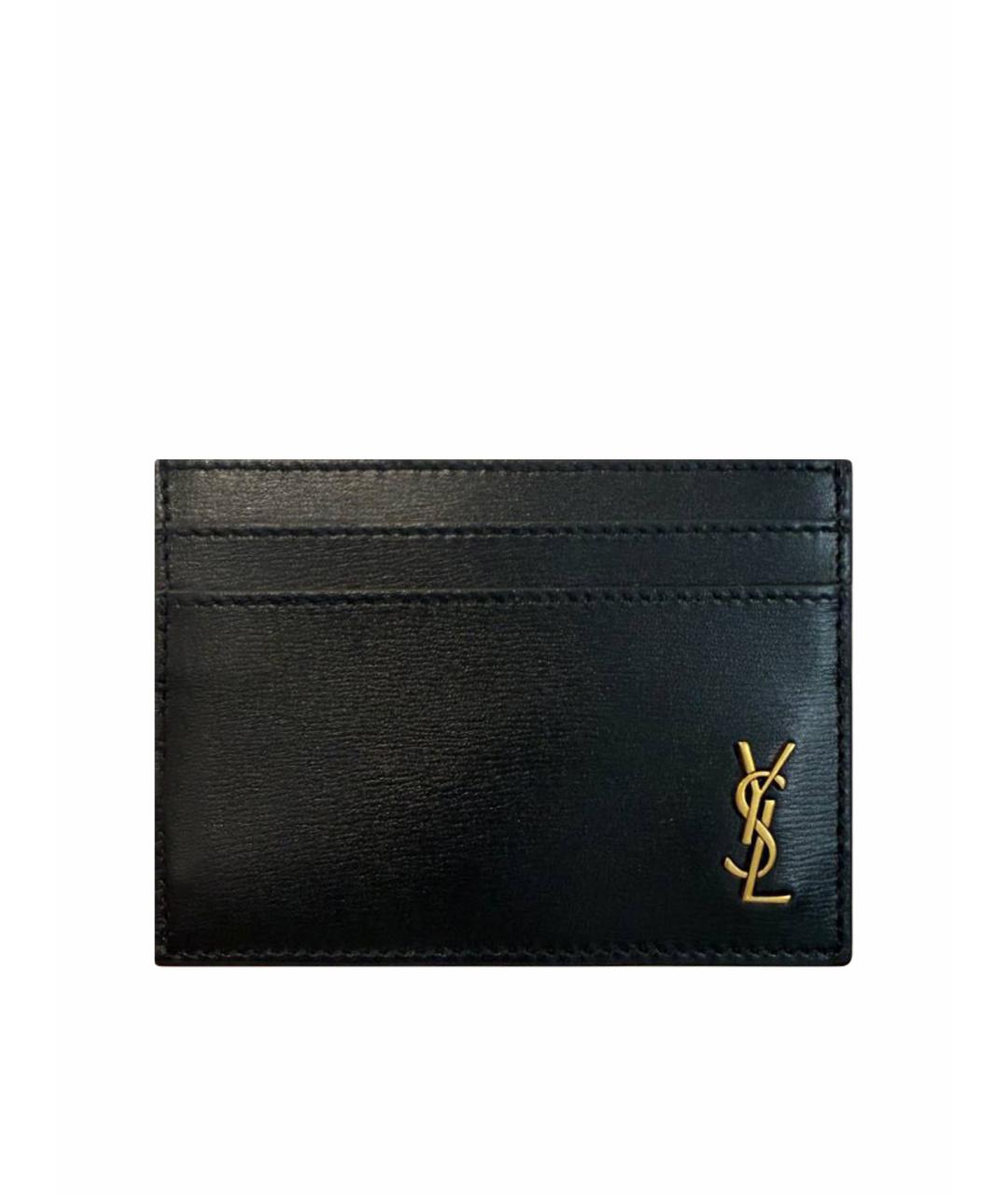 SAINT LAURENT Черный кожаный кардхолдер, фото 1