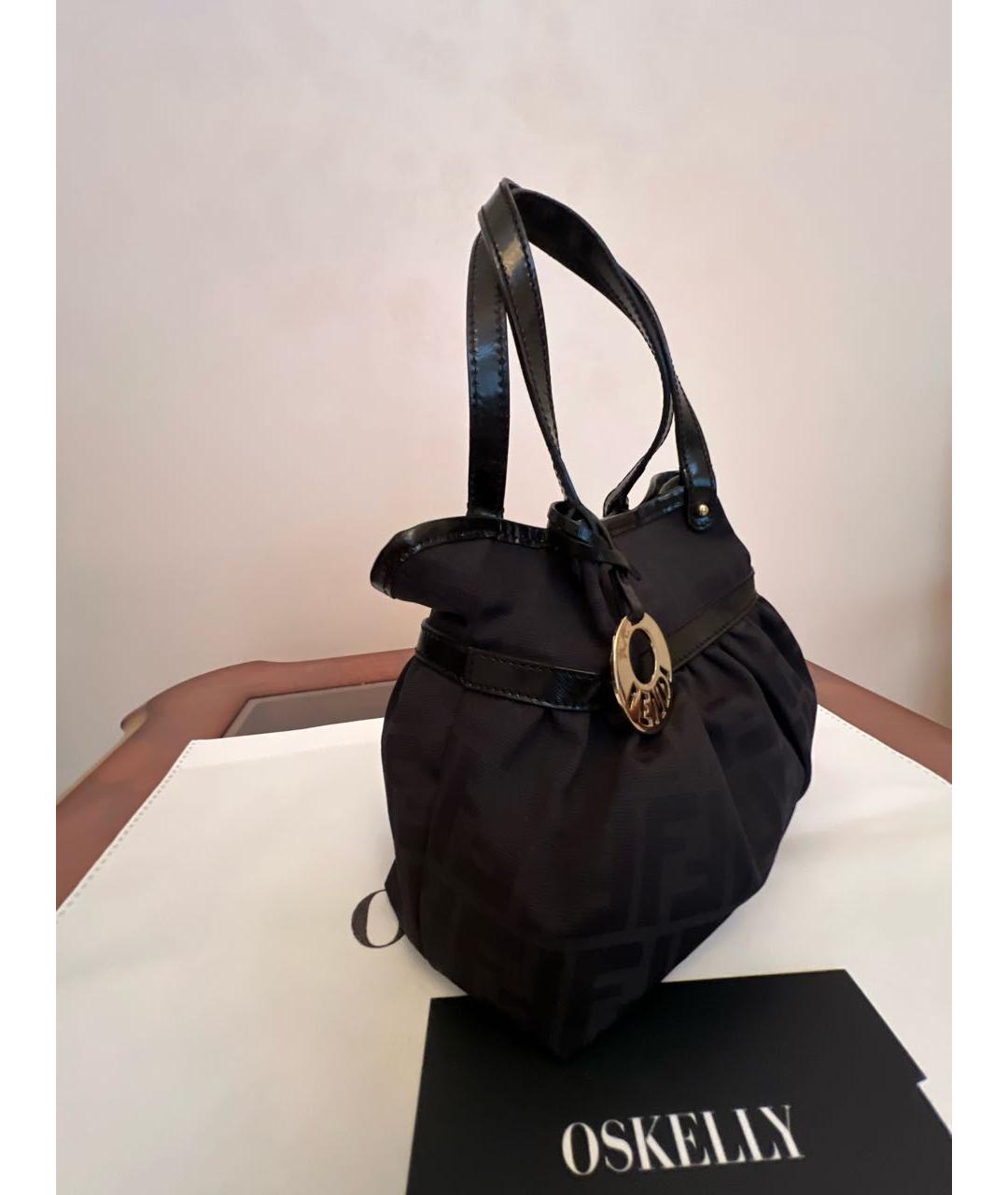 FENDI Черная тканевая сумка с короткими ручками, фото 2