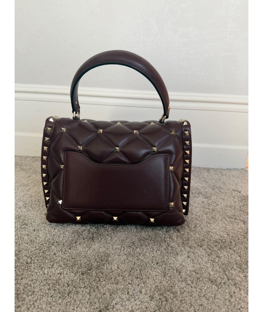 VALENTINO Бордовая кожаная сумка с короткими ручками, фото 3