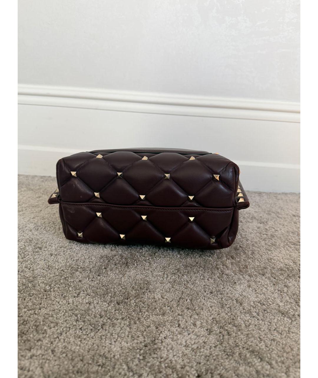 VALENTINO Бордовая кожаная сумка с короткими ручками, фото 4