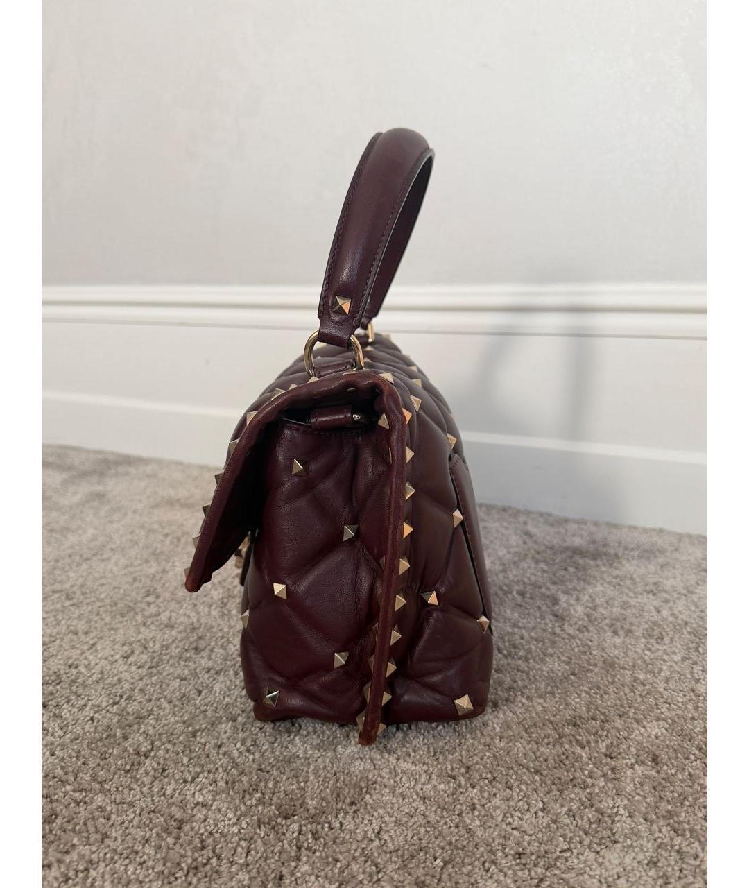 VALENTINO Бордовая кожаная сумка с короткими ручками, фото 2