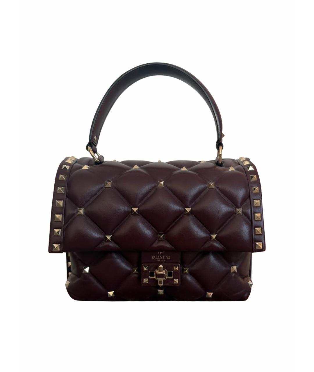 VALENTINO Бордовая кожаная сумка с короткими ручками, фото 1