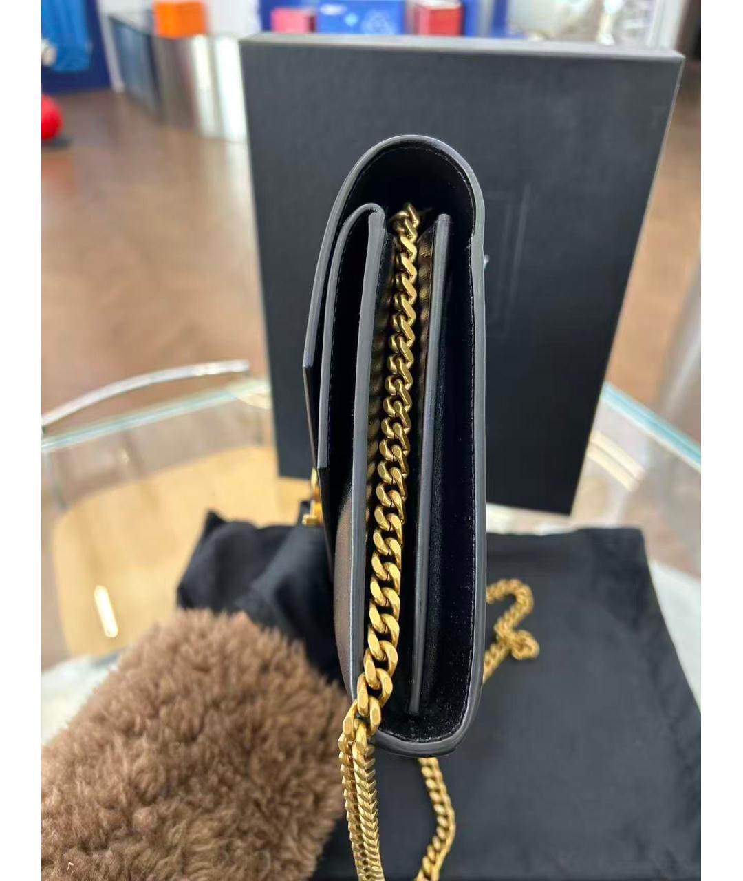 SAINT LAURENT Черная кожаная сумка через плечо, фото 4