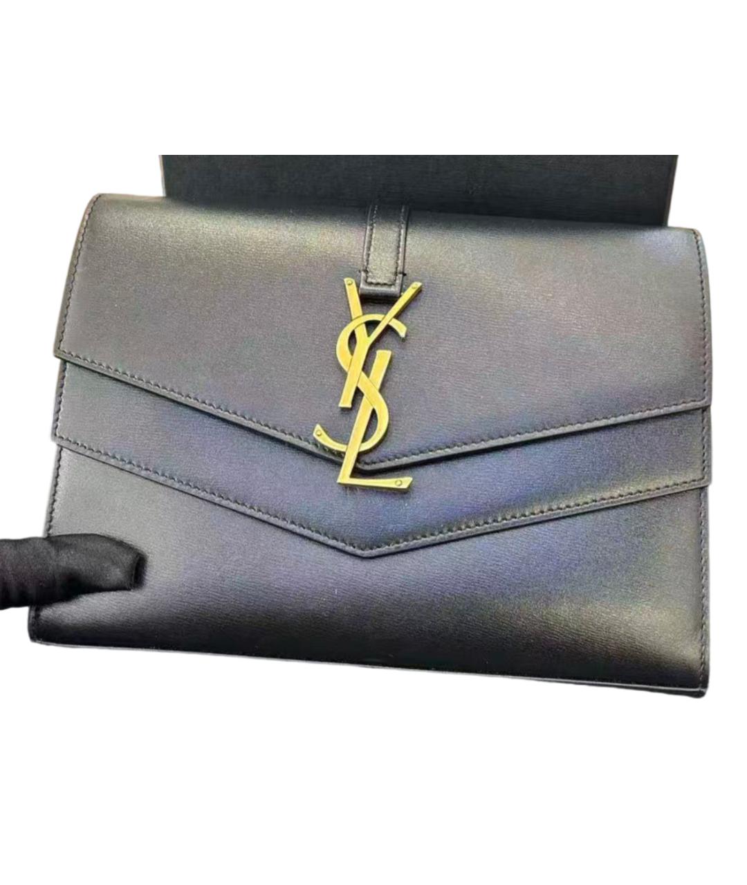 SAINT LAURENT Черная кожаная сумка через плечо, фото 6