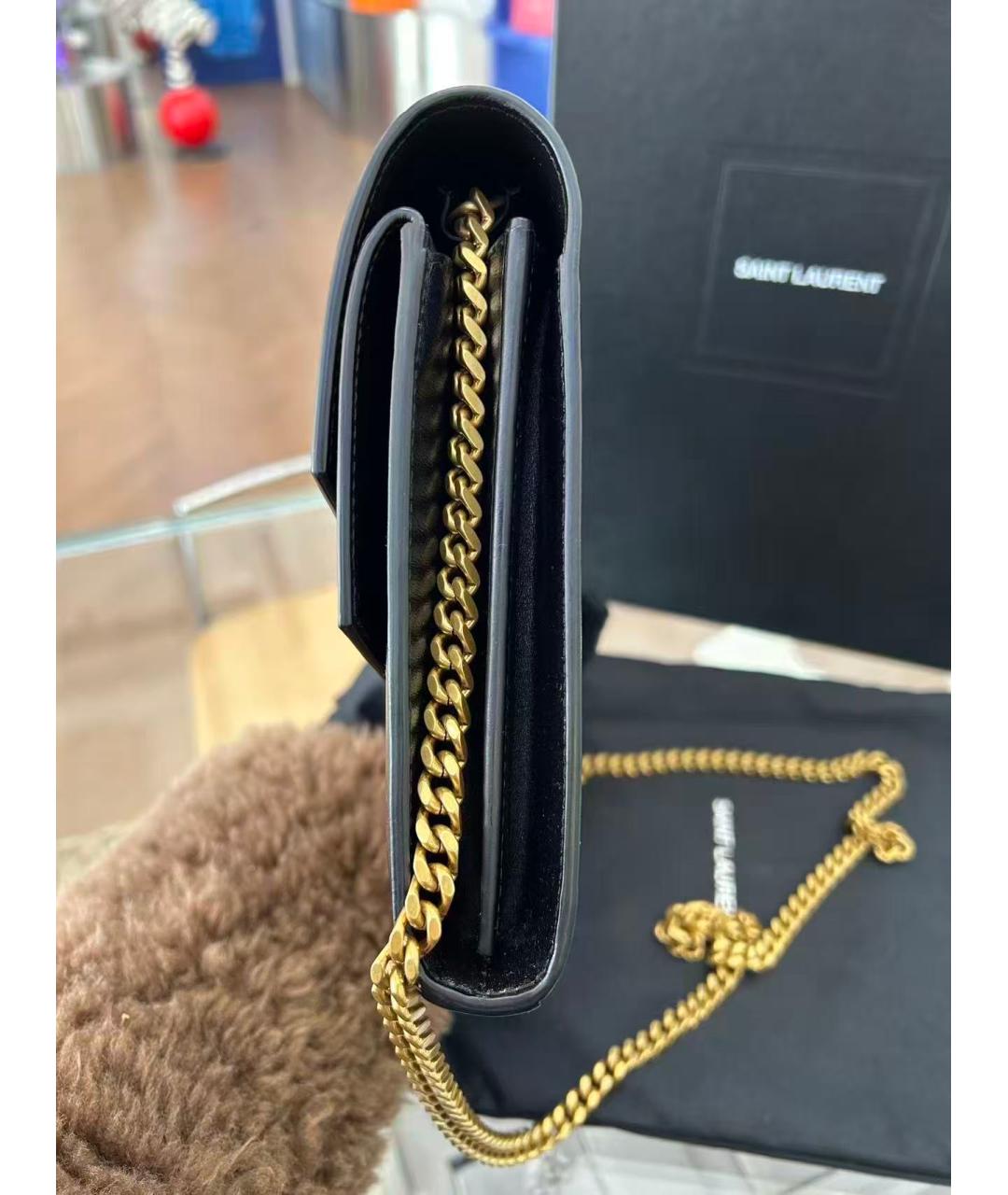 SAINT LAURENT Черная кожаная сумка через плечо, фото 3