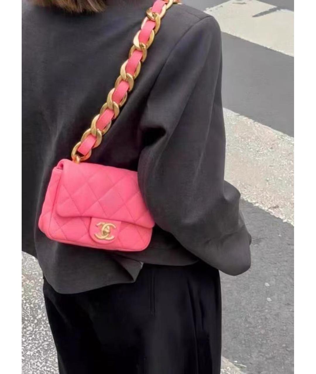 CHANEL Розовая кожаная сумка через плечо, фото 6
