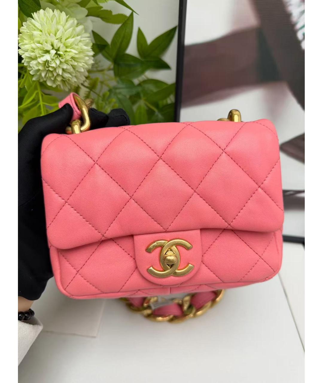 CHANEL Розовая кожаная сумка через плечо, фото 2