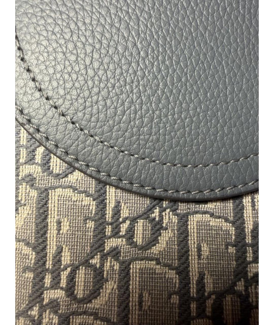 CHRISTIAN DIOR Серая кожаная сумка на плечо, фото 8