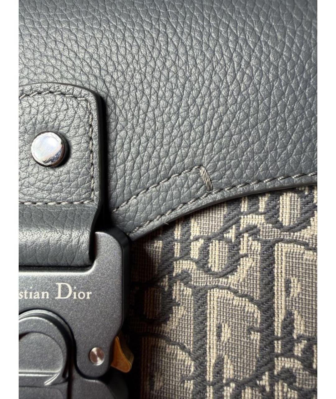 CHRISTIAN DIOR Серая кожаная сумка на плечо, фото 7