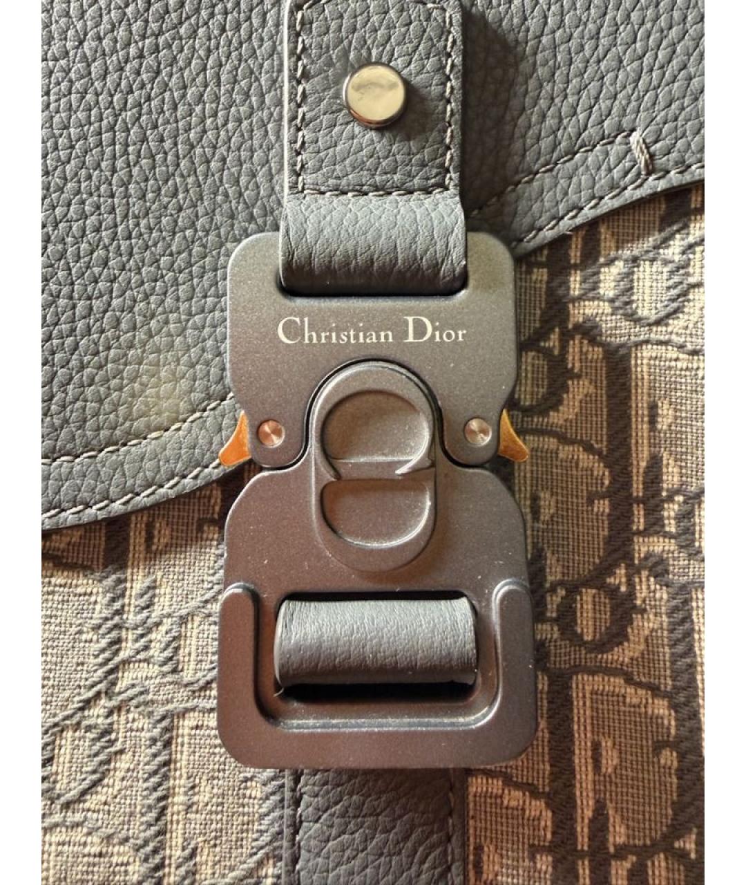 CHRISTIAN DIOR Серая кожаная сумка на плечо, фото 2
