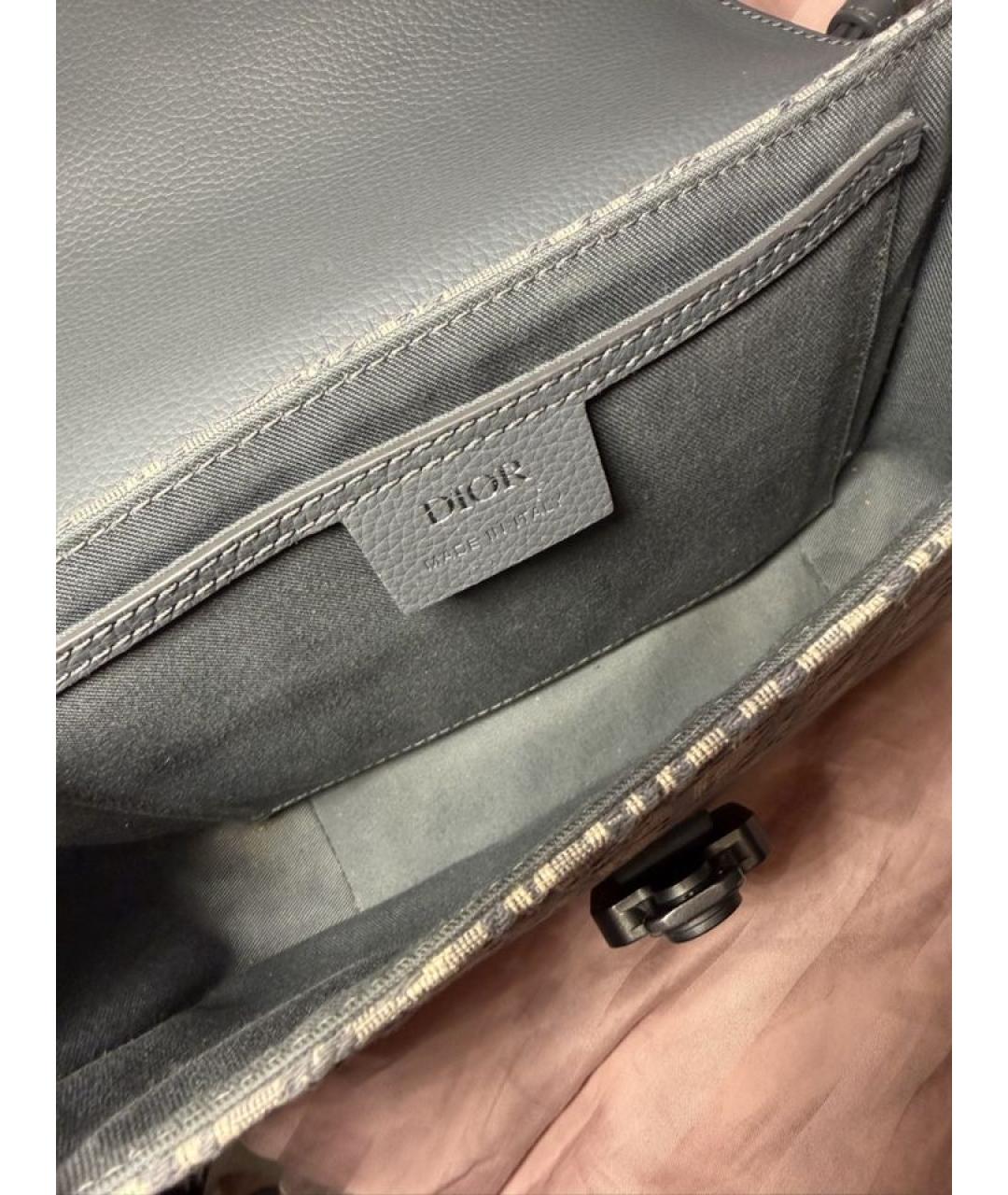 CHRISTIAN DIOR Серая кожаная сумка на плечо, фото 4