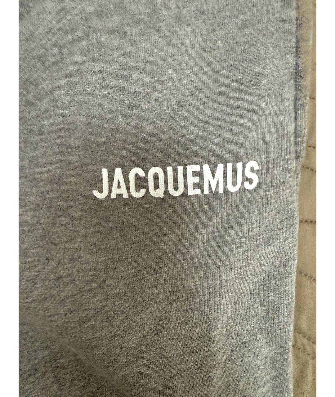JACQUEMUS Серые хлопковые брюки широкие, фото 2