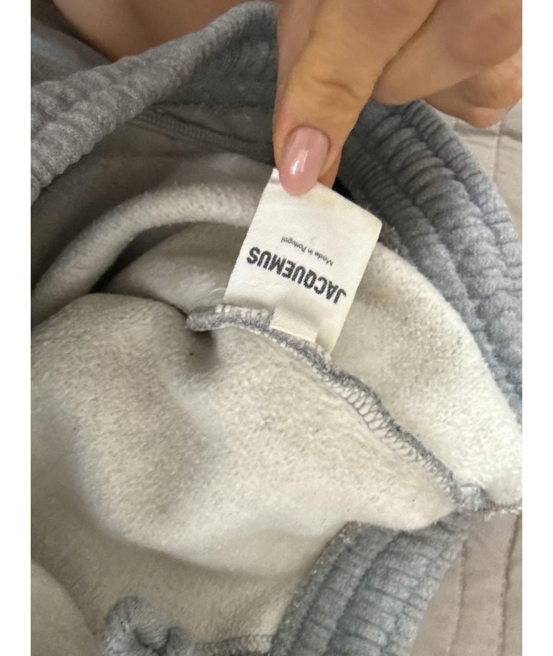 JACQUEMUS Серые хлопковые брюки широкие, фото 4