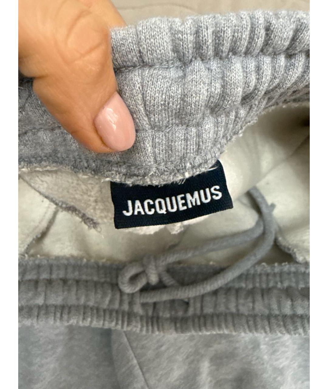 JACQUEMUS Серые хлопковые брюки широкие, фото 3