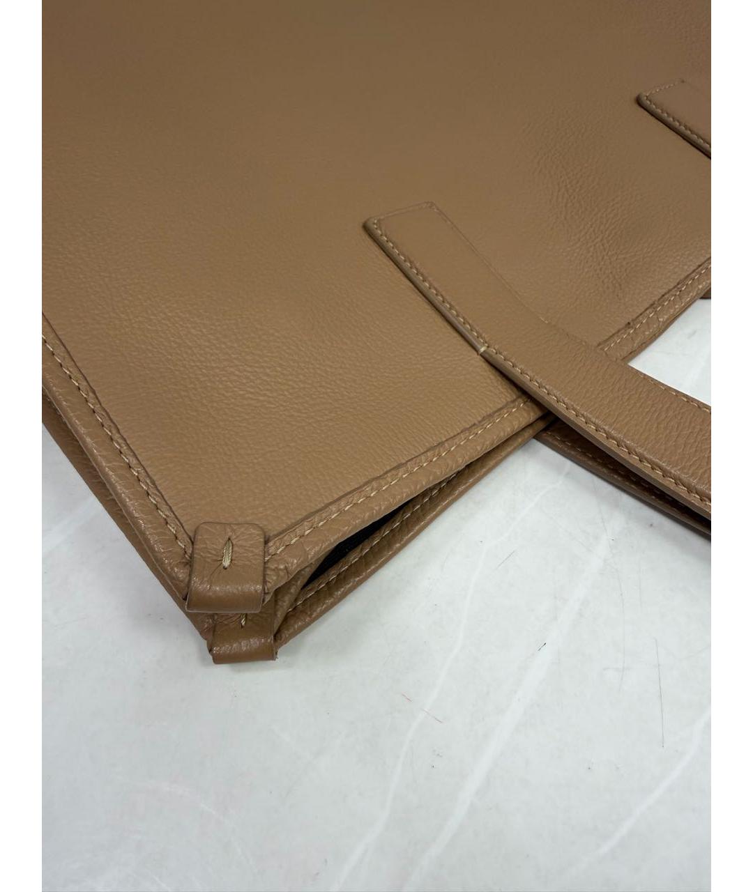 SANTONI Бежевая кожаная сумка с короткими ручками, фото 5