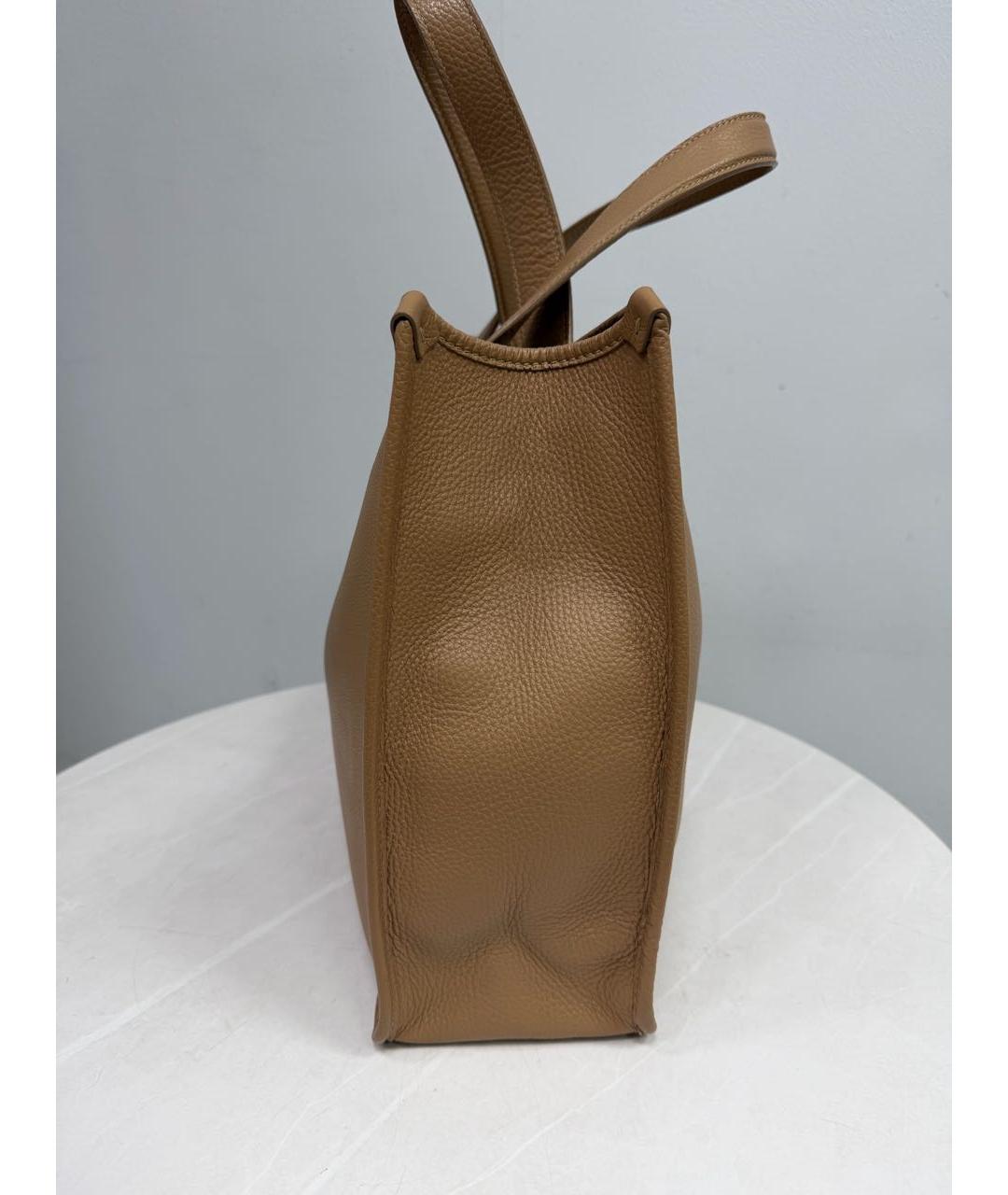 SANTONI Бежевая кожаная сумка с короткими ручками, фото 2