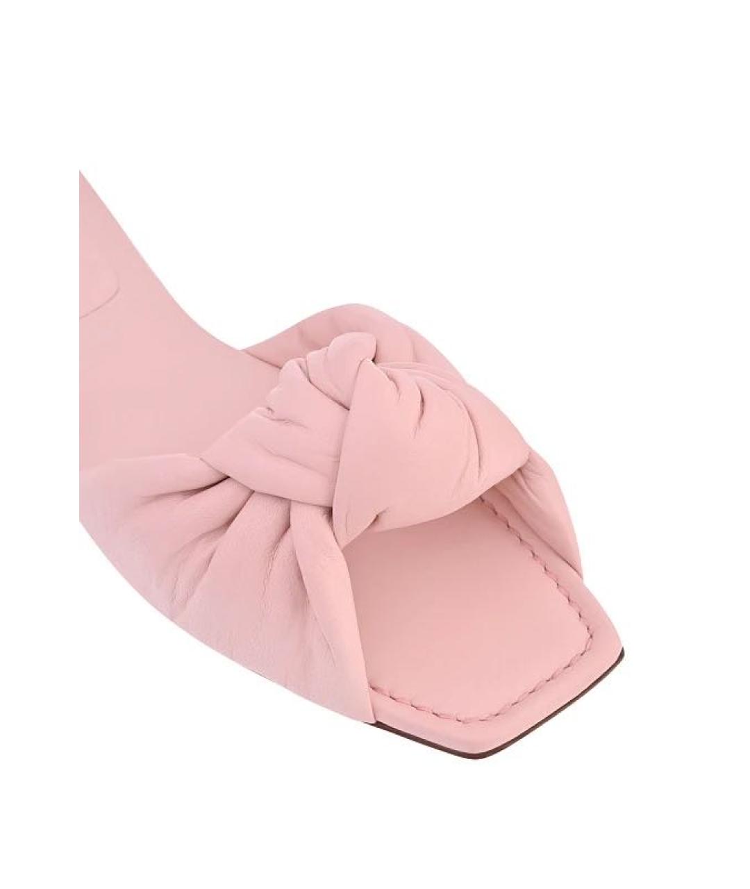 SANTONI Розовые кожаные шлепанцы, фото 5