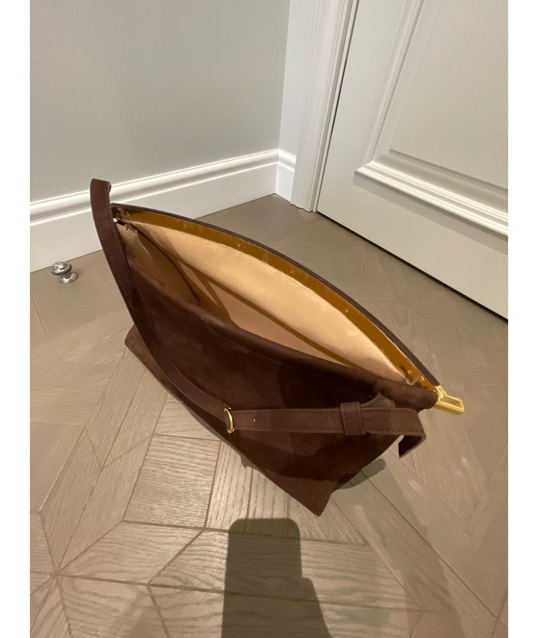 ALAIA Коричневая замшевая сумка с короткими ручками, фото 4