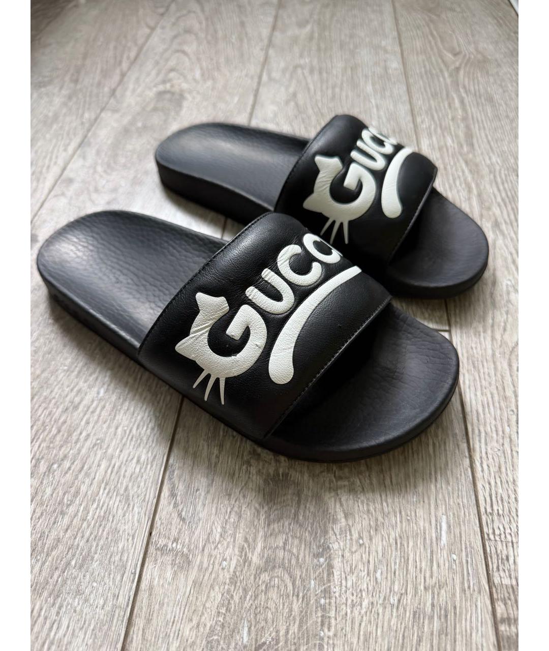 GUCCI Черные шлепанцы, фото 2