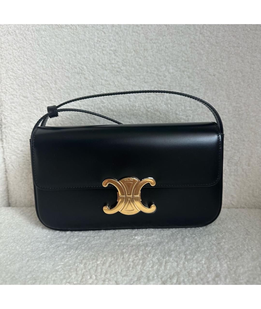 CELINE Черная кожаная сумка с короткими ручками, фото 5