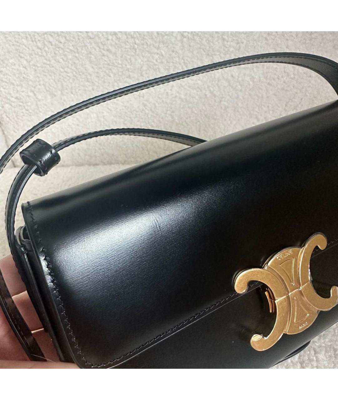 CELINE Черная кожаная сумка с короткими ручками, фото 7
