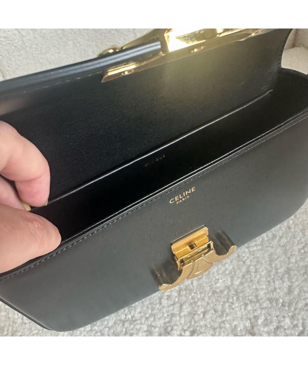 CELINE Черная кожаная сумка с короткими ручками, фото 4