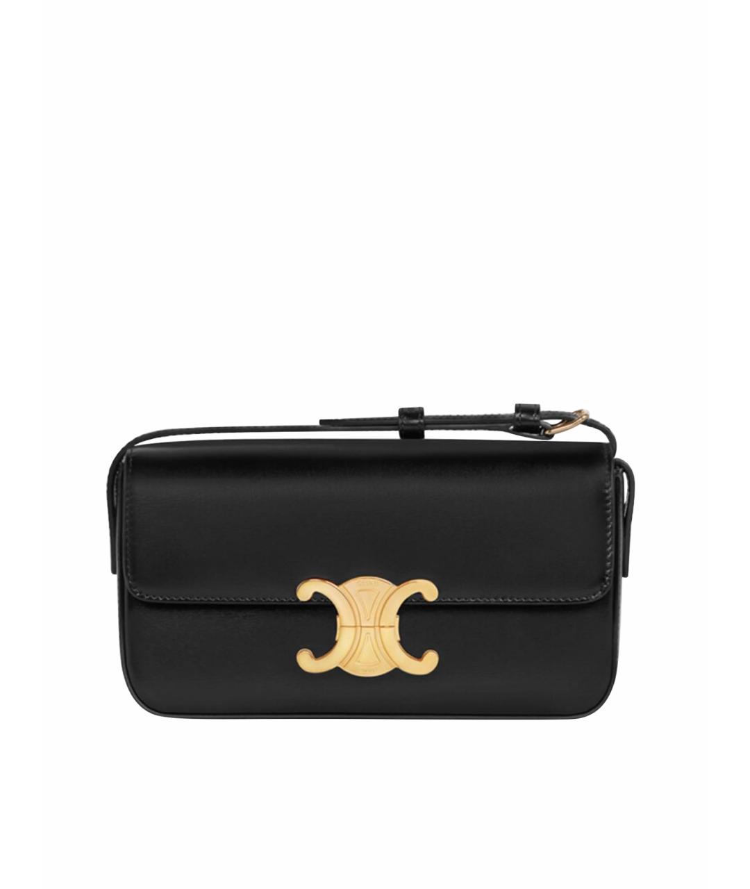 CELINE Черная кожаная сумка с короткими ручками, фото 1