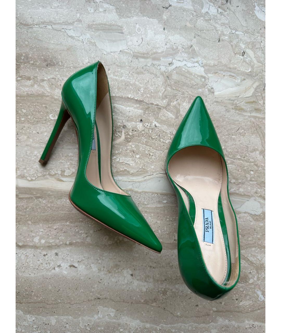 PRADA Зеленые туфли из лакированной кожи, фото 5