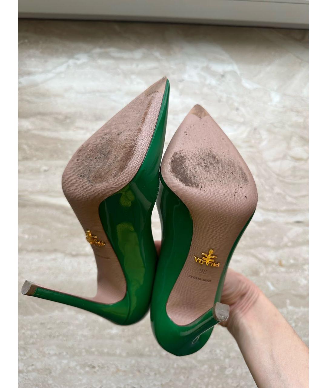 PRADA Зеленые туфли из лакированной кожи, фото 2