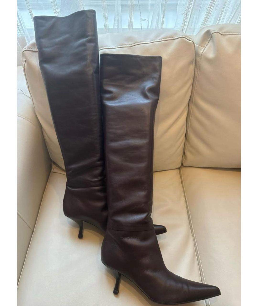 THE ROW Коричневые кожаные ботфорты, фото 5