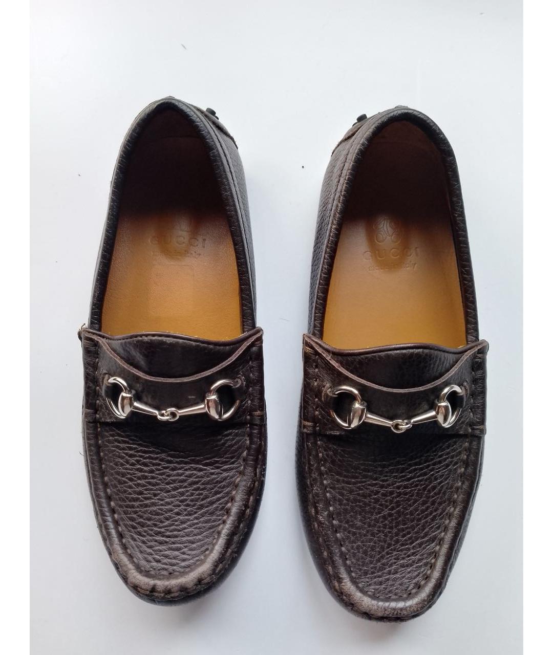 GUCCI Коричневые кожаные лоферы/мокасины, фото 2