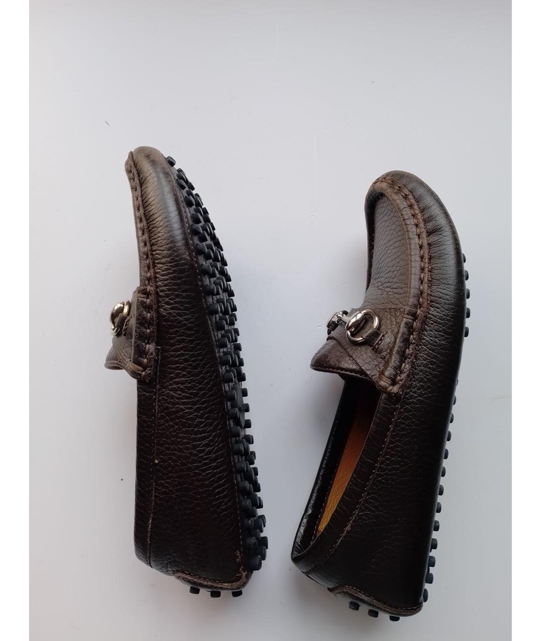 GUCCI Коричневые кожаные лоферы/мокасины, фото 5