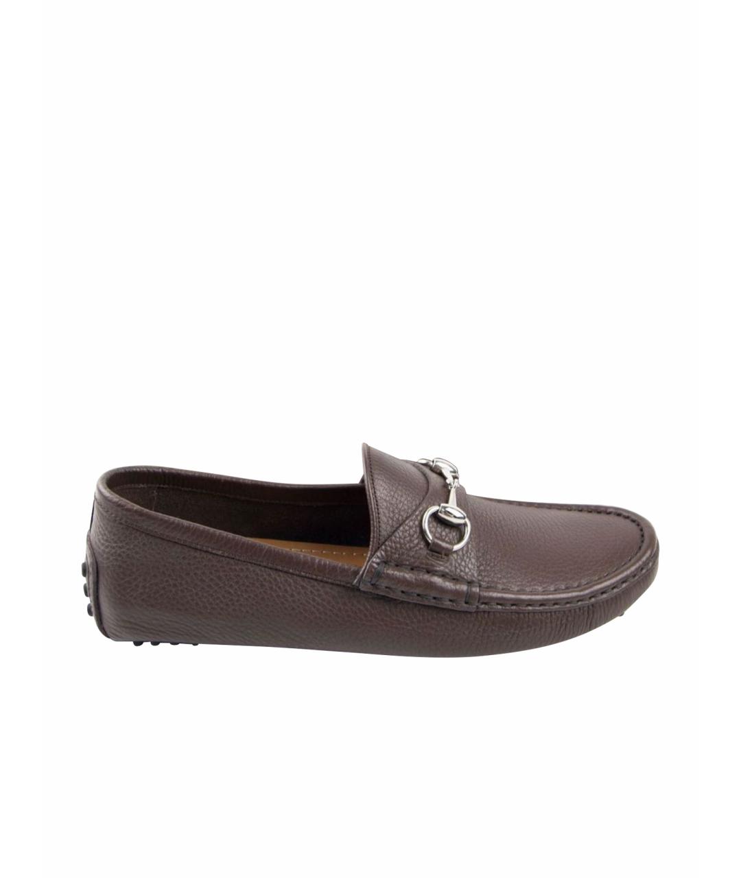 GUCCI Коричневые кожаные лоферы/мокасины, фото 1