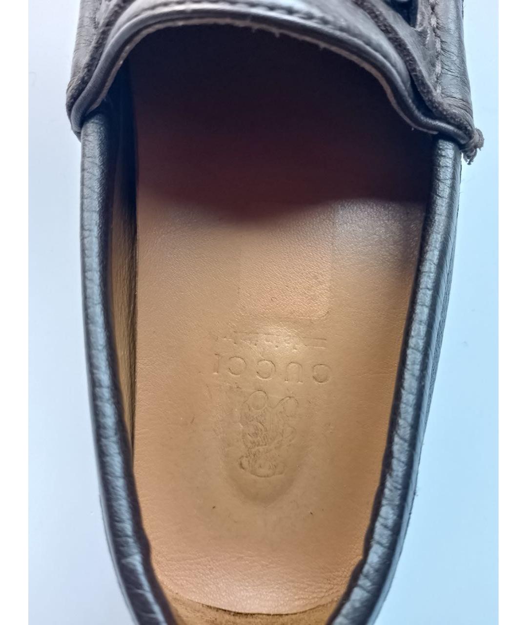 GUCCI Коричневые кожаные лоферы/мокасины, фото 3