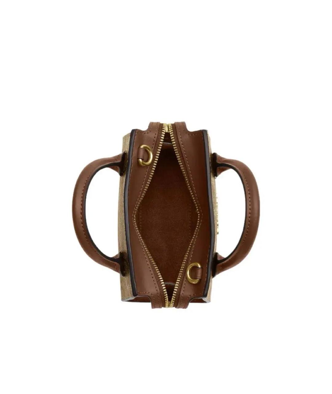COACH Коричневая кожаная сумка с короткими ручками, фото 3
