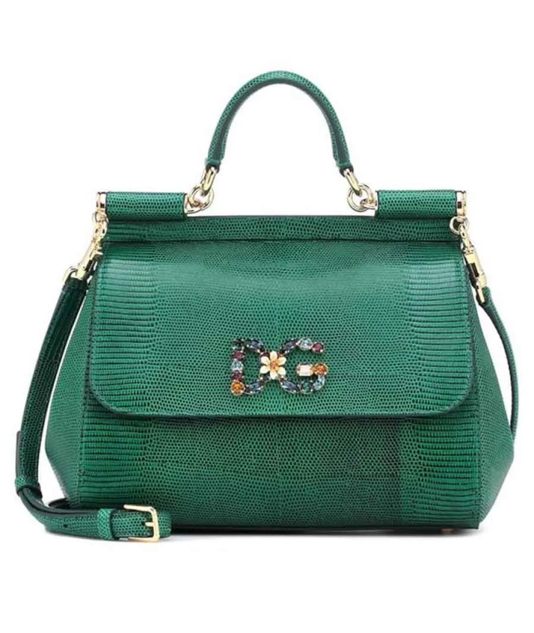 DOLCE&GABBANA Зеленая кожаная сумка с короткими ручками, фото 8